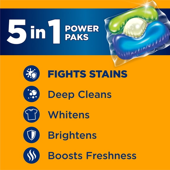 ARM & HAMMER Plus OxiClean Stain Fighters: 5-in-1 Laundry Detergent Power Paks, Laundry Stain Remover, Attacks 100 Plus Stains, Fresh Scent, 24 Count