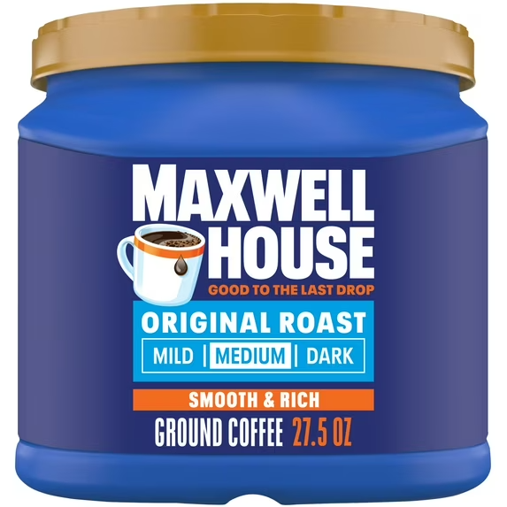 (6 pack) Maxwell House Original Medium Roast Ground Coffee, 27.5 oz Canister, Medium