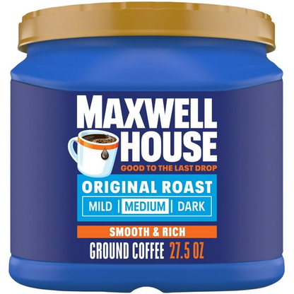 (6 pack) Maxwell House Original Medium Roast Ground Coffee, 27.5 oz Canister, Medium