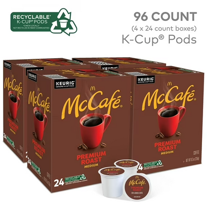 (4 pack) McCafe, Premium Roast Coffee K-Cup Coffee Pods, Medium Roast, 96 Count (4 Packs of 24)
