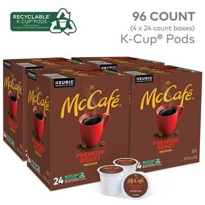 (4 pack) McCafe, Premium Roast Coffee K-Cup Coffee Pods, Medium Roast, 96 Count (4 Packs of 24)