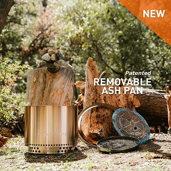 Solo Stove Bonfire 2.0, Smokeless Fire Pit | Wood Burning Fireplaces with Removable Ash Pan, Portable Outdoor Firepit - Ideal for Camping, Stainless Steel, H: 14 in x Dia: 19.5 in, 23.3 lbs