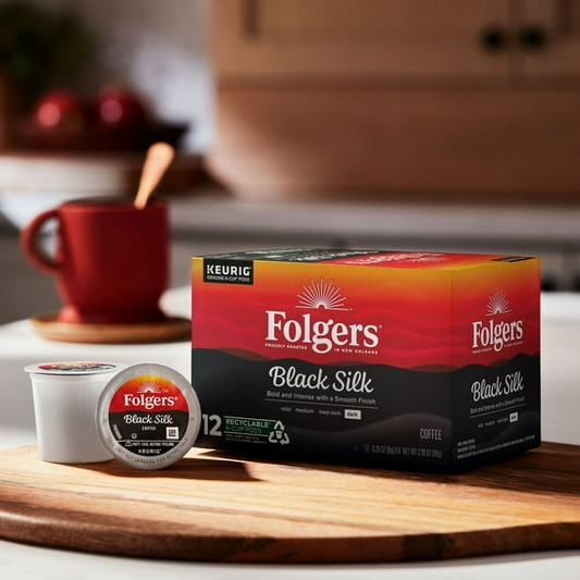 Folgers Black Silk, Dark Roast Coffee, Keurig K-Cups, 12 Count Box
