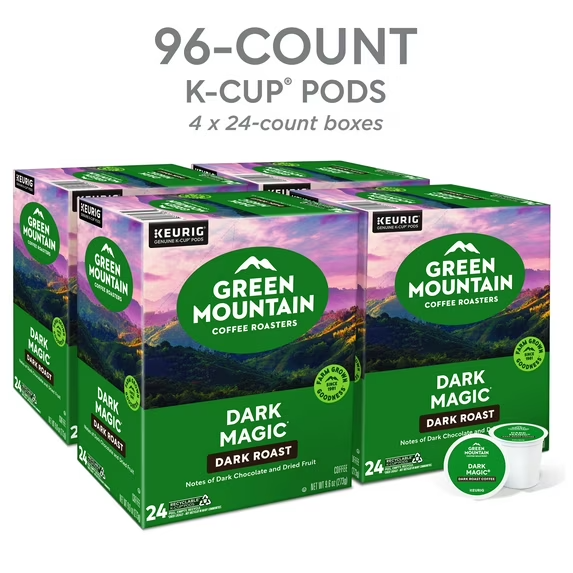 (4 pack) Green Mountain Coffee Roasters, Dark Magic Dark Roast K-Cup Coffee Pods, 24 Count