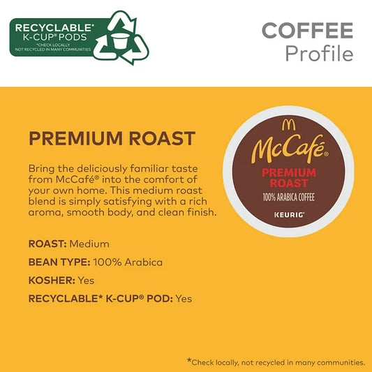 (4 pack) McCafe, Premium Roast Coffee K-Cup Coffee Pods, Medium Roast, 96 Count (4 Packs of 24)