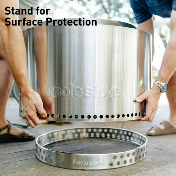 Solo Stove Yukon 2.0 with Stand, Smokeless Fire Pit | Portable Wood Burning Fireplace with Removable Ash Pan, Large Outdoor Firepit, - Stainless Steel, H: 19.8 in x Dia: 27 in, 43.9. lbs